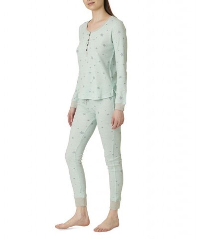 Women's Sweet Dreams Thermal Pajama Set Green $21.07 Sleepwear