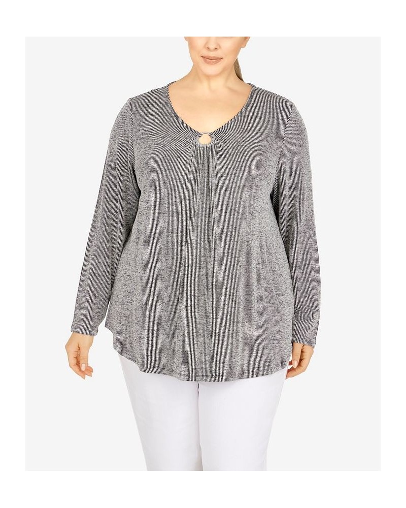 Plus Size Rib Knit O-Ring Top Alabaster Multi $19.74 Tops