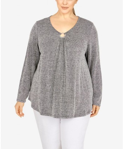 Plus Size Rib Knit O-Ring Top Alabaster Multi $19.74 Tops