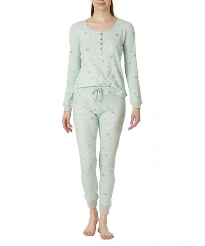 Women's Sweet Dreams Thermal Pajama Set Green $21.07 Sleepwear