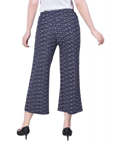 Petite Cropped Pull On Pants with Sash Navy-Ivory Dot $15.36 Pants