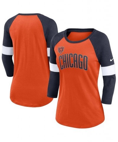 Women's Chicago Bears Football Pride Raglan 3/4-Sleeve T-shirt Heather Orange, Heather Navy $29.69 Tops