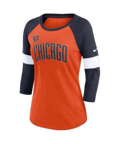 Women's Chicago Bears Football Pride Raglan 3/4-Sleeve T-shirt Heather Orange, Heather Navy $29.69 Tops