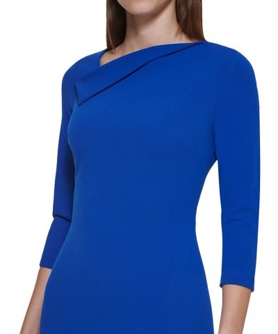 Petite Asymmetrical-Neck 3/4-Sleeve Sheath Dress Regatta $39.99 Dresses