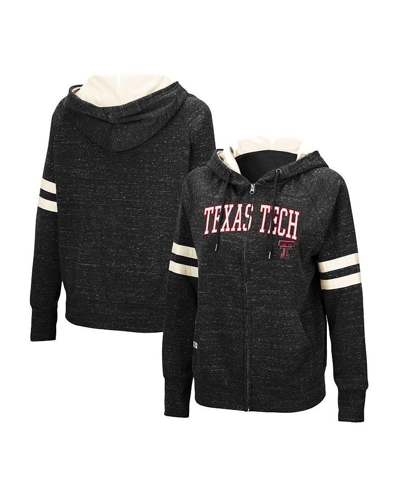 Women's Black Texas Tech Red Raiders Speckle Fleece Raglan Full-Zip Hoodie Black $38.99 Sweatshirts