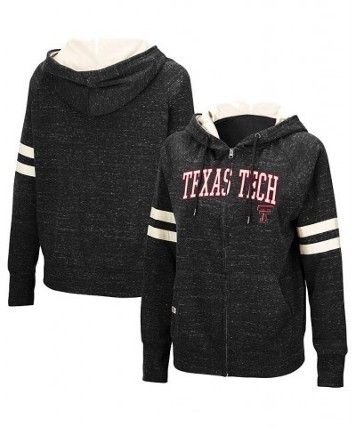 Women's Black Texas Tech Red Raiders Speckle Fleece Raglan Full-Zip Hoodie Black $38.99 Sweatshirts