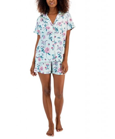 Women's Notch Collar Pajamas Set Blue $14.19 Sleepwear