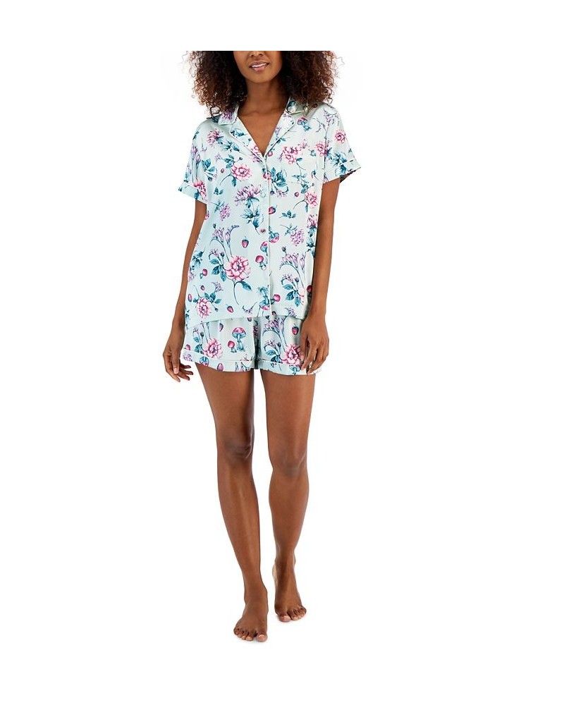 Women's Notch Collar Pajamas Set Blue $14.19 Sleepwear