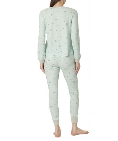 Women's Sweet Dreams Thermal Pajama Set Green $21.07 Sleepwear