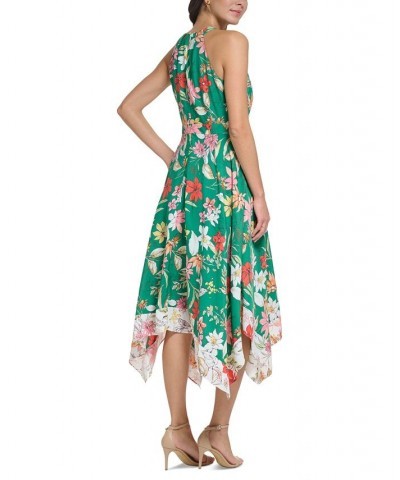 Petite Floral-Print Pleated Handkerchief-Hem Halter Midi Dress Gml $69.42 Dresses