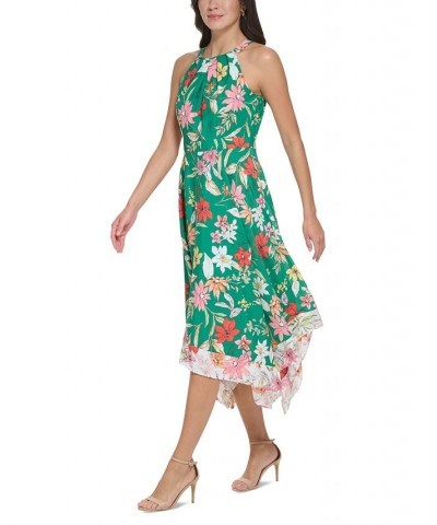 Petite Floral-Print Pleated Handkerchief-Hem Halter Midi Dress Gml $69.42 Dresses