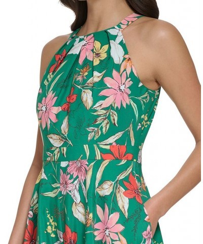 Petite Floral-Print Pleated Handkerchief-Hem Halter Midi Dress Gml $69.42 Dresses