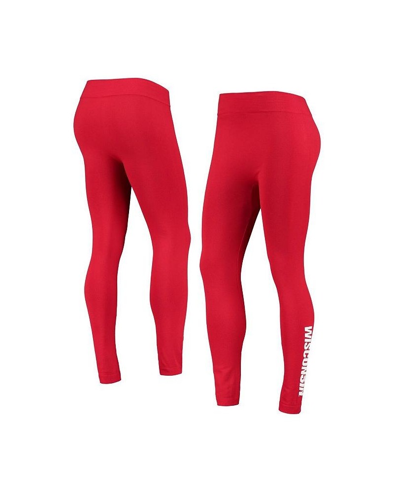 Women's Red Wisconsin Badgers Fleece Leggings Red $17.15 Pants