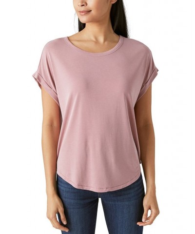 Women's SHORT SLEEVE SANDWASH DOLMAN TEE Pink $16.94 Tops