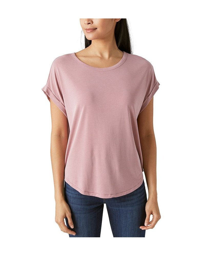 Women's SHORT SLEEVE SANDWASH DOLMAN TEE Pink $16.94 Tops