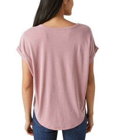 Women's SHORT SLEEVE SANDWASH DOLMAN TEE Pink $16.94 Tops