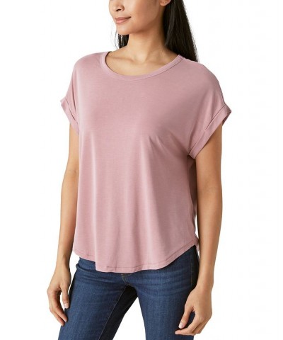 Women's SHORT SLEEVE SANDWASH DOLMAN TEE Pink $16.94 Tops