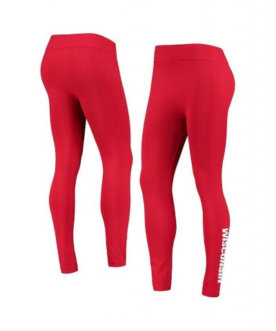 Women's Red Wisconsin Badgers Fleece Leggings Red $17.15 Pants