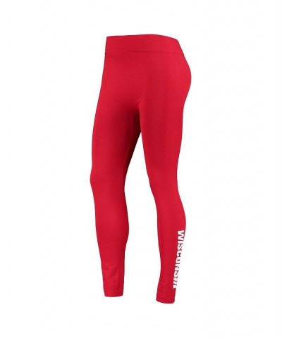 Women's Red Wisconsin Badgers Fleece Leggings Red $17.15 Pants