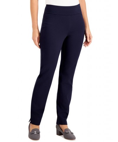 Cambridge Petite Tummy-Control Ponté-Knit Pants Blue $17.89 Pants