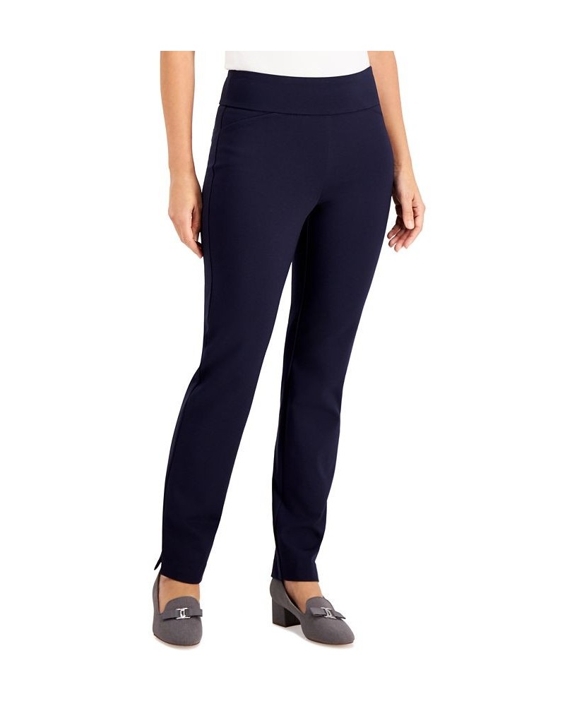 Cambridge Petite Tummy-Control Ponté-Knit Pants Blue $17.89 Pants