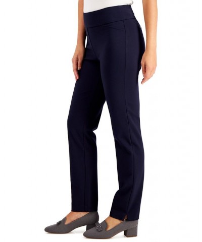 Cambridge Petite Tummy-Control Ponté-Knit Pants Blue $17.89 Pants