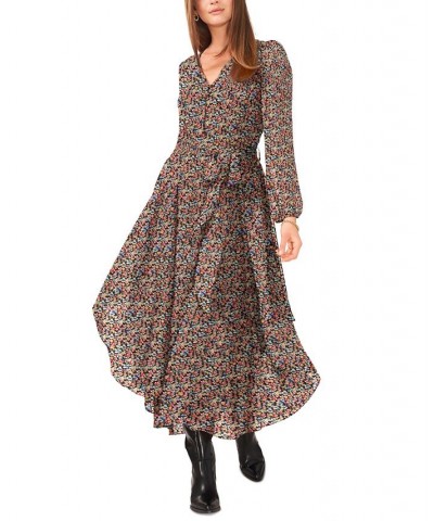 Women's Floral Long-Sleeve Midi Dress Floral Multi $41.34 Dresses