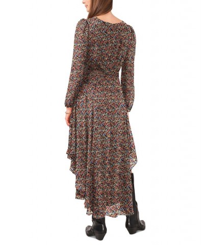 Women's Floral Long-Sleeve Midi Dress Floral Multi $41.34 Dresses