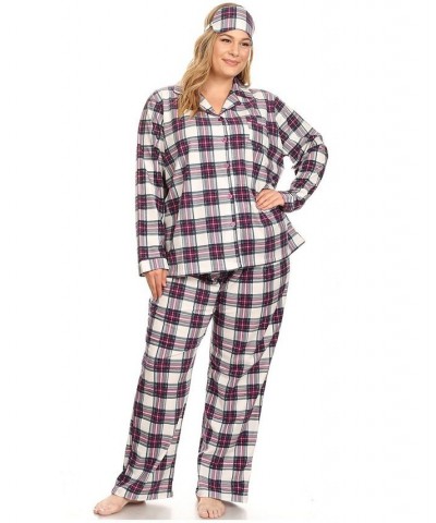 Plus Size 3-Piece Pajama Set Purple White $26.00 Sleepwear