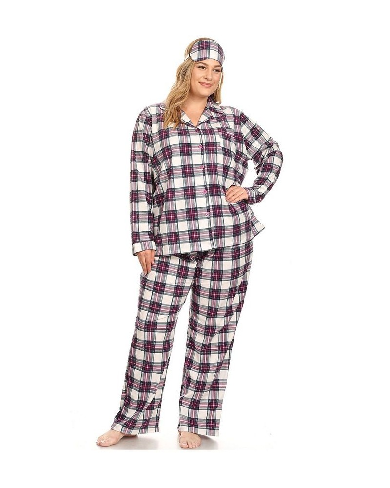 Plus Size 3-Piece Pajama Set Purple White $26.00 Sleepwear