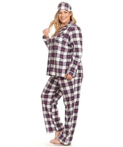 Plus Size 3-Piece Pajama Set Purple White $26.00 Sleepwear