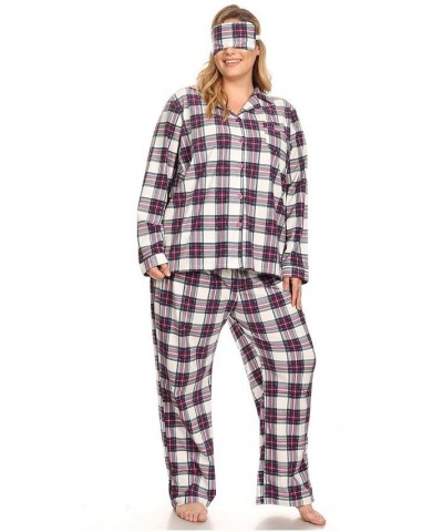 Plus Size 3-Piece Pajama Set Purple White $26.00 Sleepwear