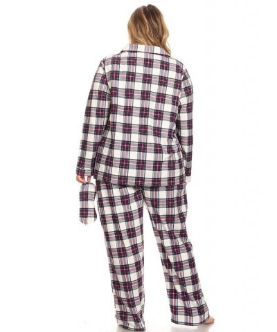 Plus Size 3-Piece Pajama Set Purple White $26.00 Sleepwear