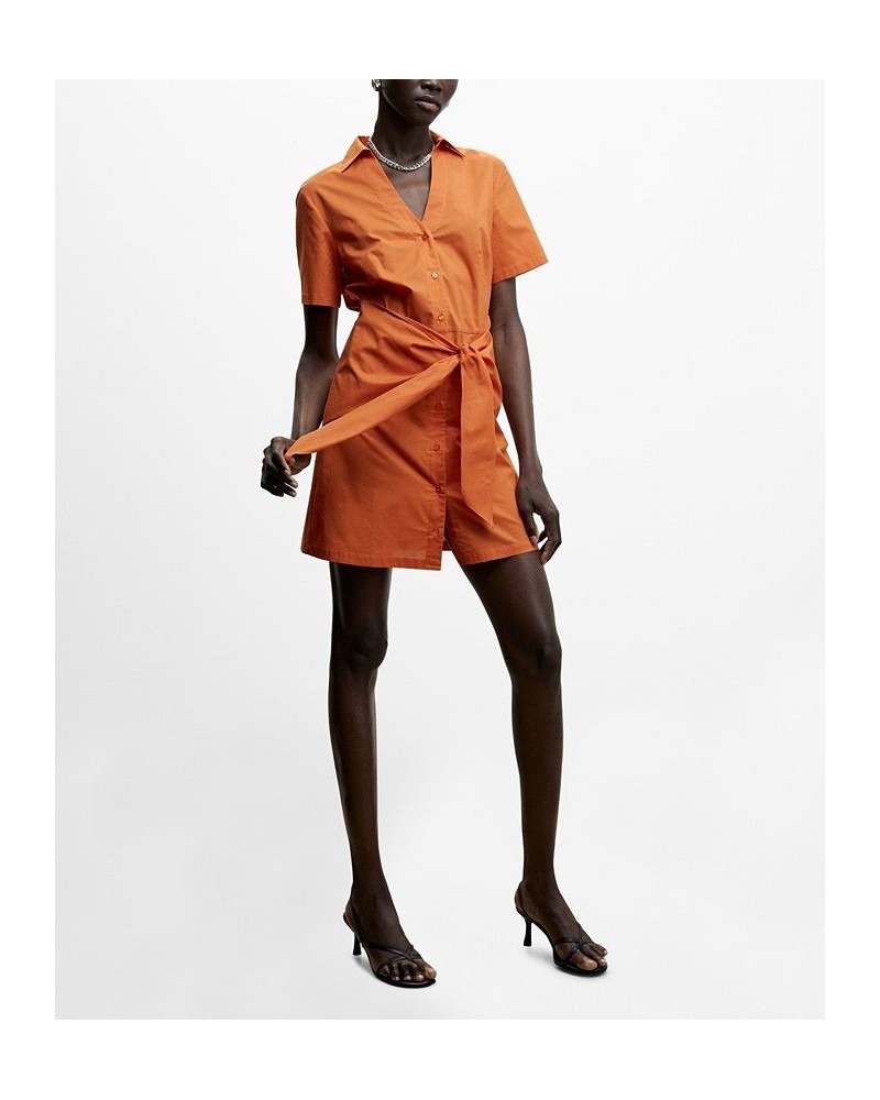 Women's Bow Shirt Dress Orange $30.80 Dresses