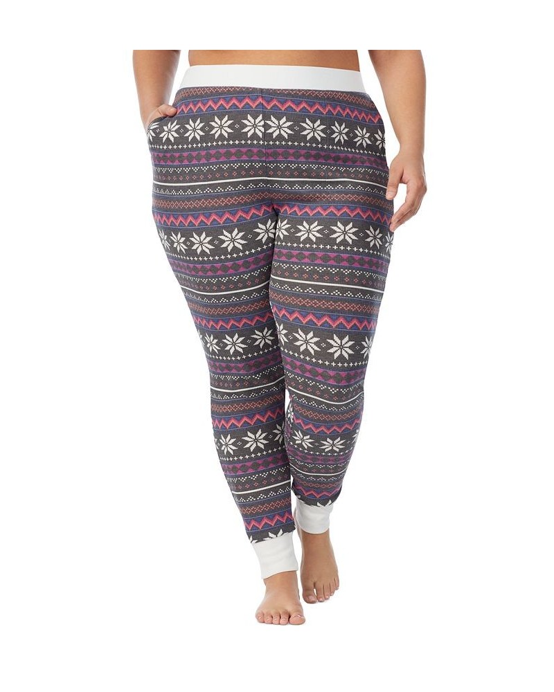 Plus Size Stretch Thermal Leggings Grey Multi Fairisle $13.62 Pants