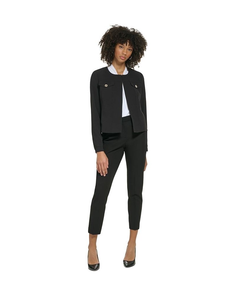 Women's Collarless Open-Front Blazer Black $37.13 Jackets