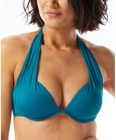 Contours Cameo Underwire Halter Bikini Top Teal $41.00 Swimsuits