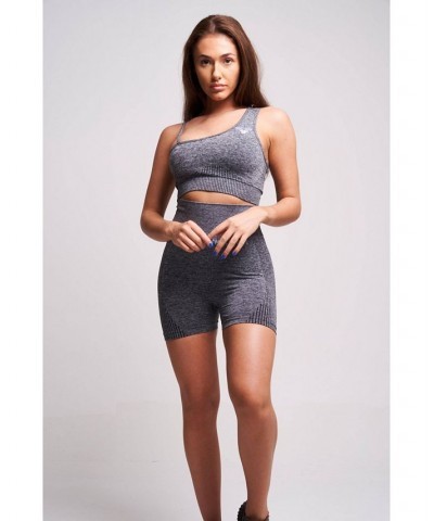 Chinella Recycled Asymmetric Sports Bra - Grey Marl Grey $30.25 Bras