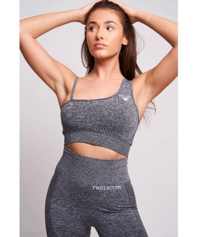 Chinella Recycled Asymmetric Sports Bra - Grey Marl Grey $30.25 Bras