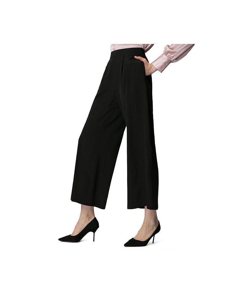 Smooth Silk Wide Leg Cropped Pants for Women Black $63.94 Pants