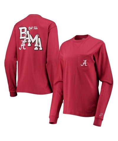 Women's Crimson Alabama Crimson Tide Pocket Oversized Long Sleeve T-shirt Crimson $22.00 Tops