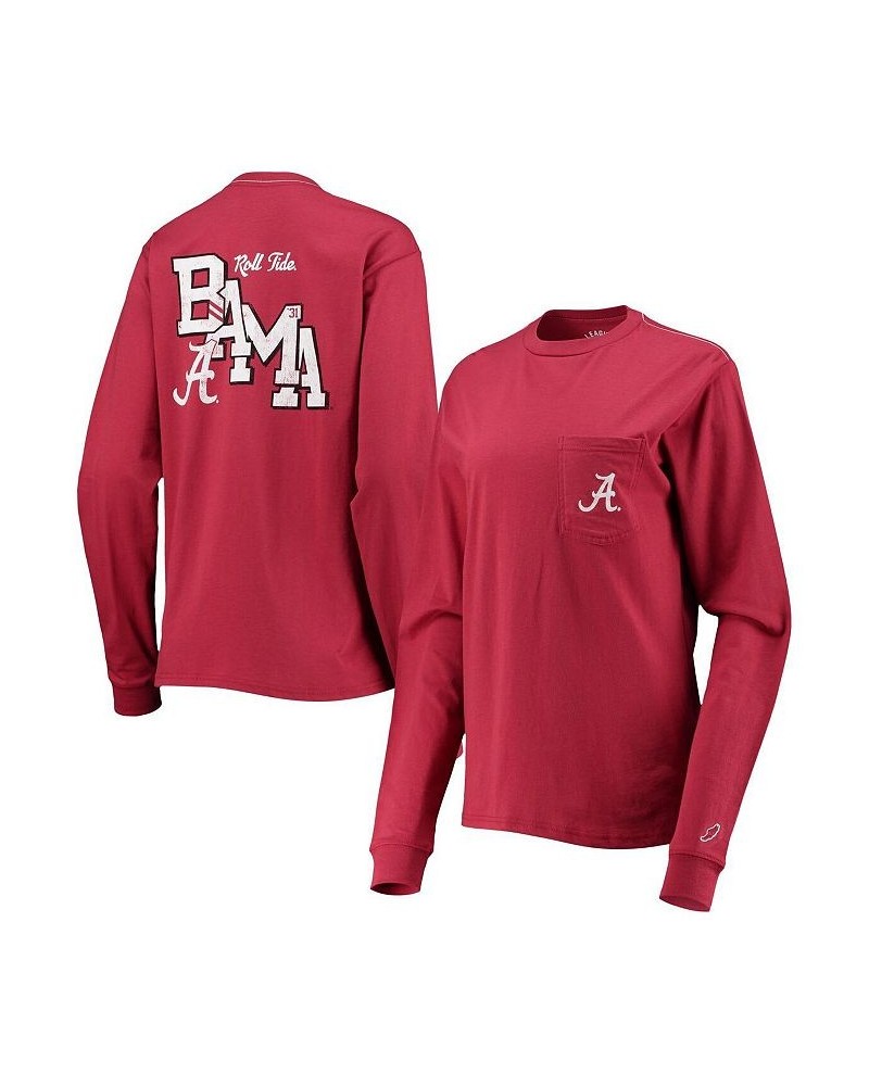 Women's Crimson Alabama Crimson Tide Pocket Oversized Long Sleeve T-shirt Crimson $22.00 Tops