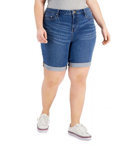 TH Flex Plus Size Cuffed Denim Shorts Cape Blue $25.06 Shorts