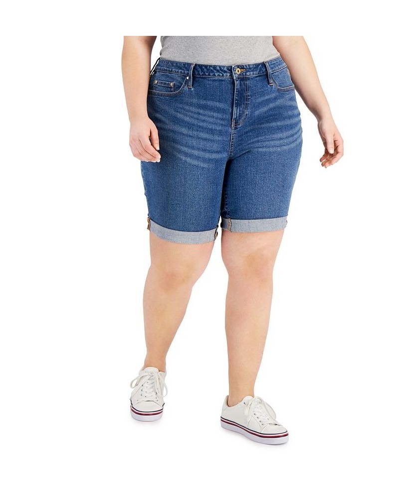 TH Flex Plus Size Cuffed Denim Shorts Cape Blue $25.06 Shorts