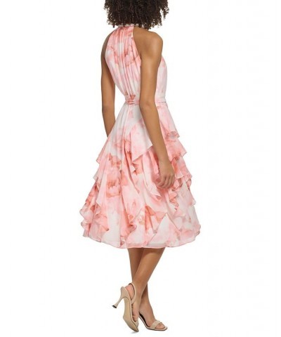 Women's Beaded-Neck Floral-Print Halter Dress Petal Multi $91.96 Dresses