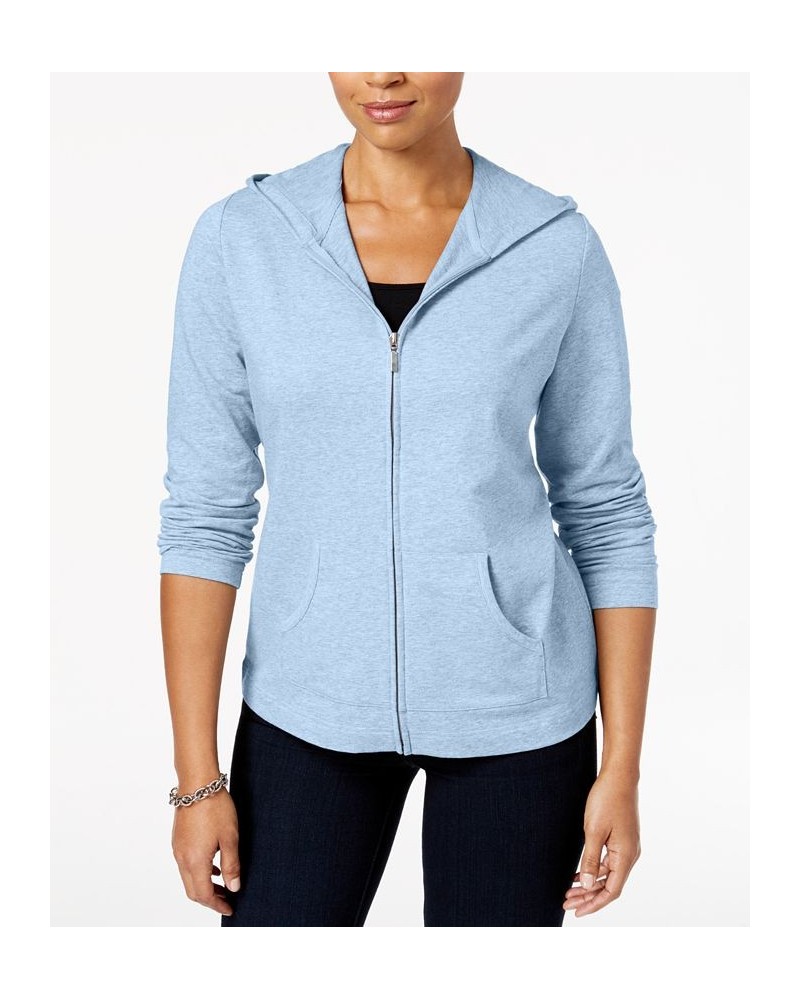 Long Sleeve Zip-Front Hoodie Light Blue Heather $15.11 Sweatshirts