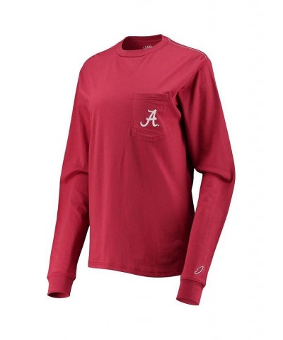 Women's Crimson Alabama Crimson Tide Pocket Oversized Long Sleeve T-shirt Crimson $22.00 Tops