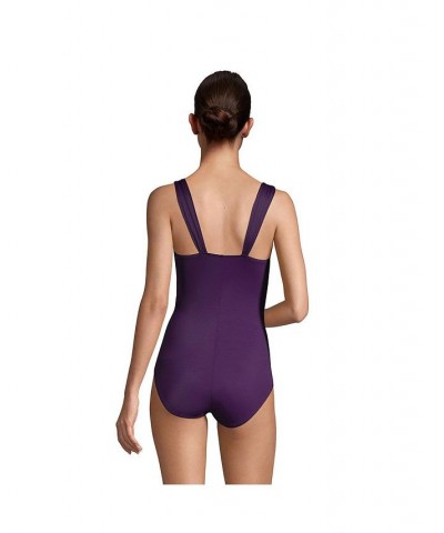 Women's Long SlenderSuit Grecian Tummy Control One Piece Swimsuit Purple $72.83 Swimsuits