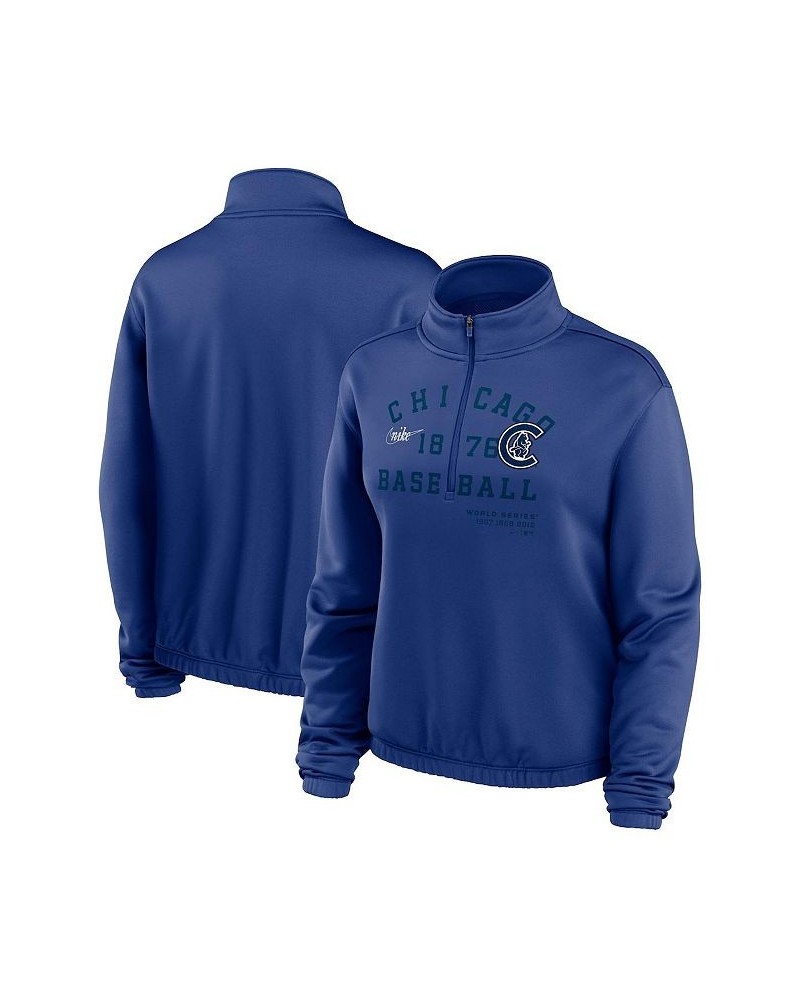 Women's Royal Chicago Cubs Rewind Splice Quarter-Zip Sweatshirt Royal $36.00 Sweatshirts