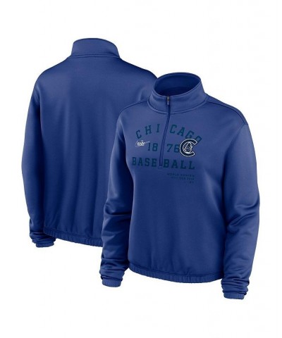 Women's Royal Chicago Cubs Rewind Splice Quarter-Zip Sweatshirt Royal $36.00 Sweatshirts